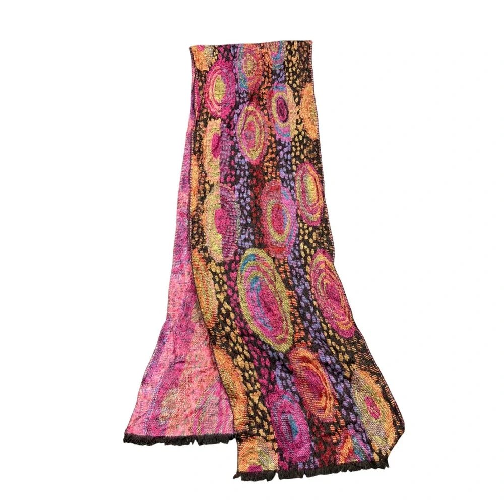 Unbranded Scarf Unisex OS Multicolor Psychedelic Woven Boho Retro Statement Wrap